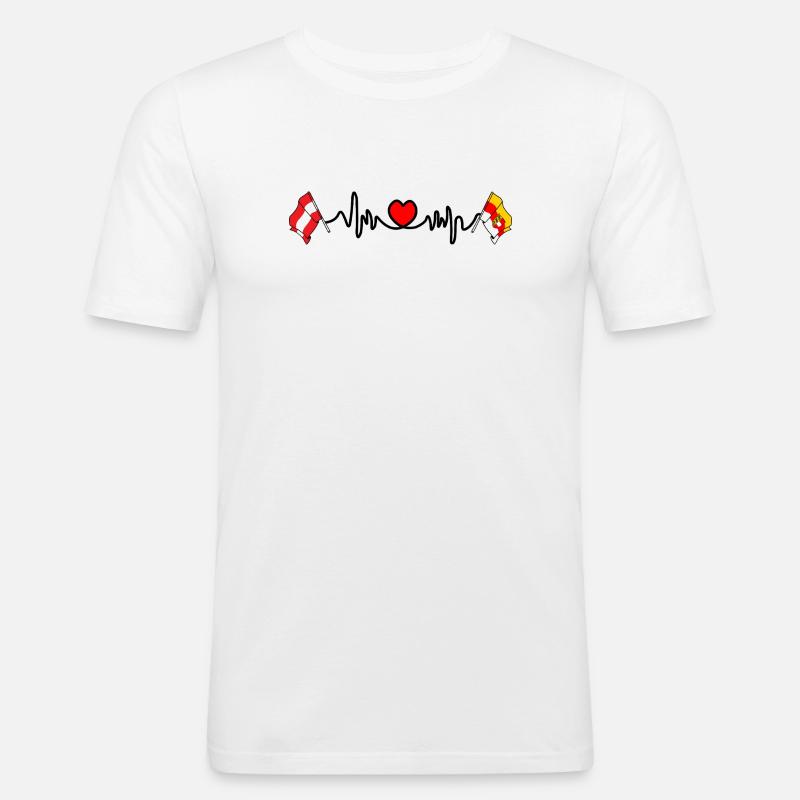 Kärnten-Flaggen-Herzschlag - Männer Slim Fit T-Shirt - Weiß