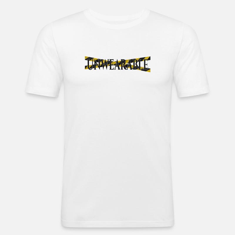 Unwearable – Statement Design with Warning Tape - Men's Slim Fit T-Shirt - white