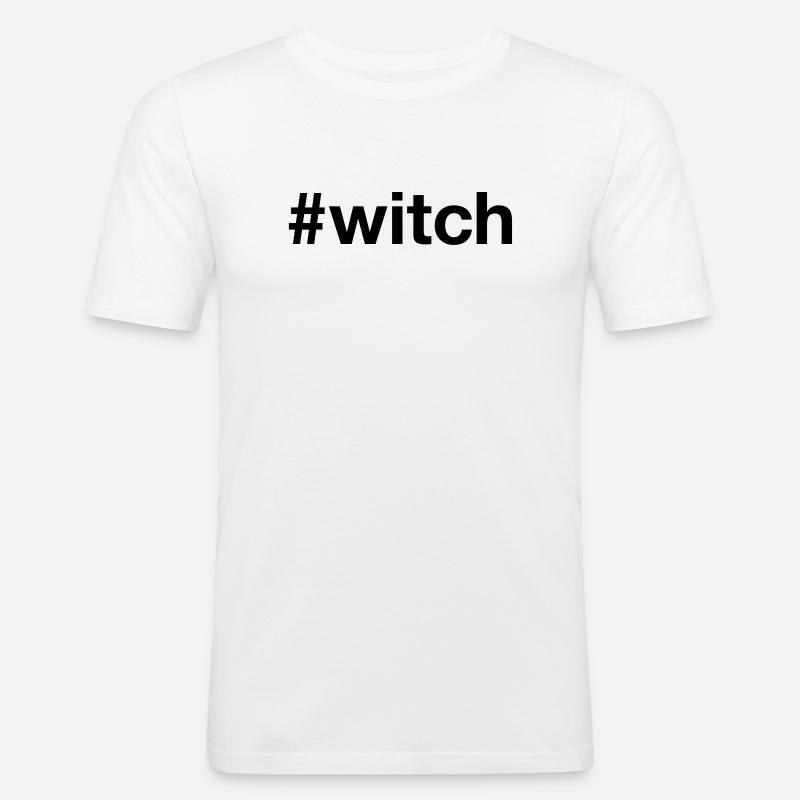WITCH Spooky Hexe Halloween - Männer Slim Fit T-Shirt - Weiß