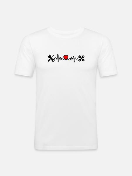Tools with heart cardiogram - Men's Slim Fit T-Shirt - white