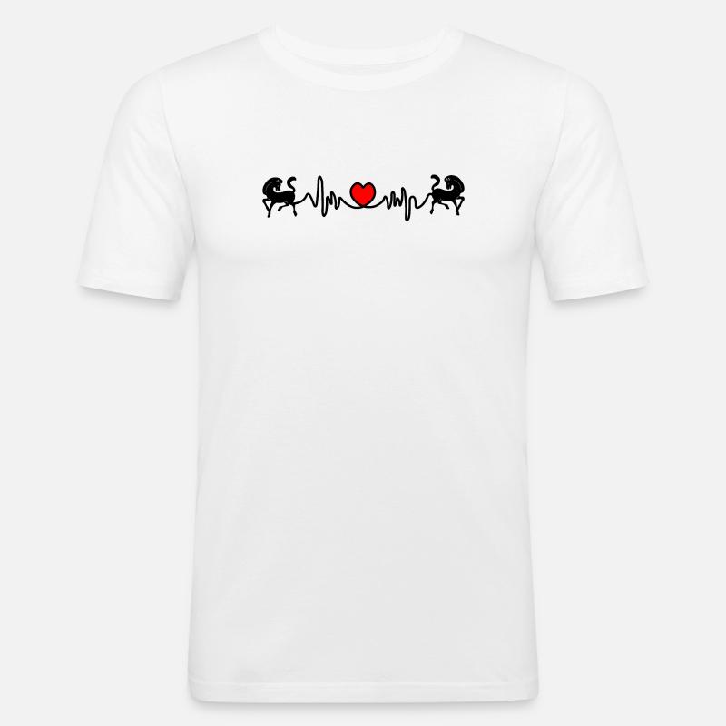 Zwei Pferde Cardio-Herzfrequenz - Männer Slim Fit T-Shirt - Weiß
