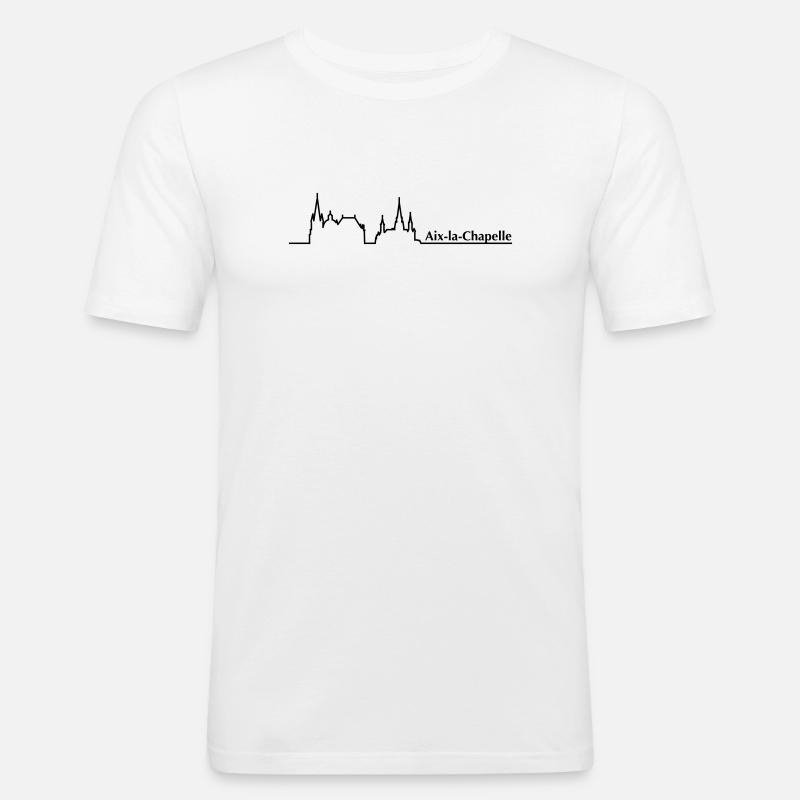 Aachen Skyline - Männer Slim Fit T-Shirt - Weiß
