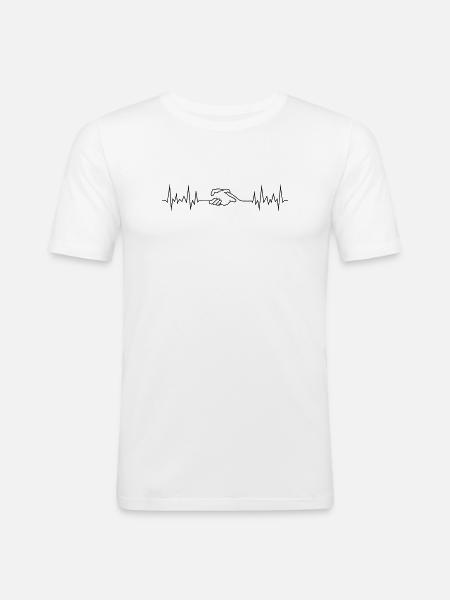 wave peace handshake - Men's Slim Fit T-Shirt - white