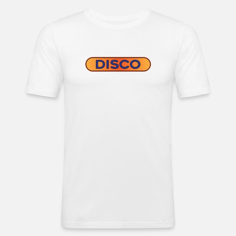 Disco Neon Retro Abzeichen - Männer Slim Fit T-Shirt - Weiß