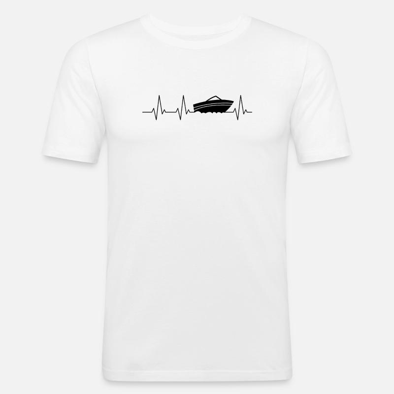 Herzschlag Motorboot Boot - Männer Slim Fit T-Shirt - Weiß