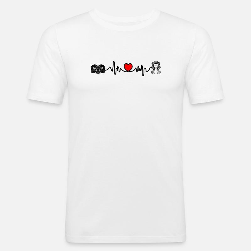 Herzfrequenz Cardio Widder Jungfrau - Männer Slim Fit T-Shirt - Weiß