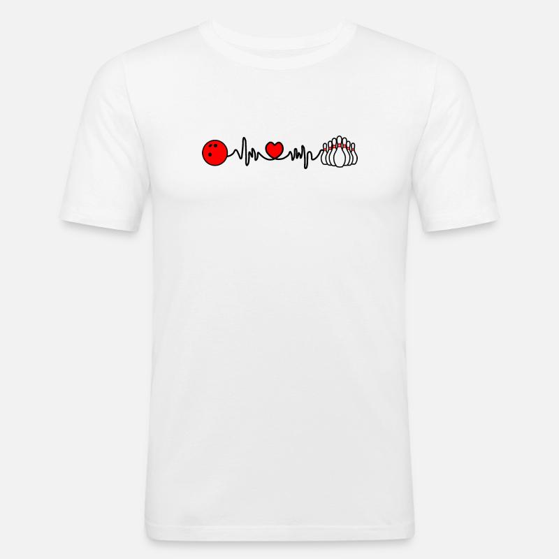 Bowling-Cardio-Herzfrequenz - Männer Slim Fit T-Shirt - Weiß