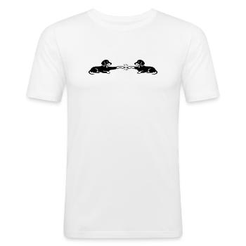 Dackel Pfoten Berührung Michelangelo - Männer Slim Fit T-Shirt - Weiß - Vorne - Nik (191cm)