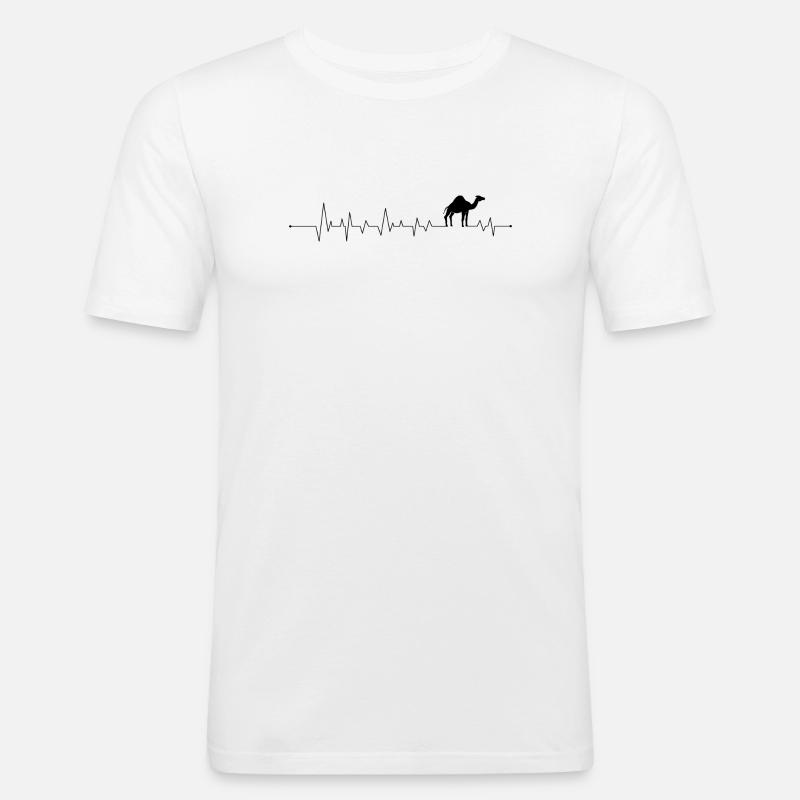 Herzschlag-Kamel - Männer Slim Fit T-Shirt - Weiß