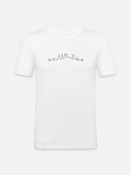 Heartbeat Munich Bavaria Monument Silhouette - Men's Slim Fit T-Shirt - white