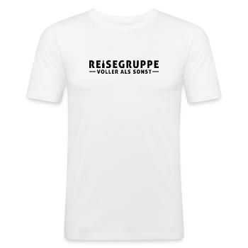 Reisegruppe - voller als sonst - Männer Slim Fit T-Shirt - Weiß - Vorne - Nik (191cm)