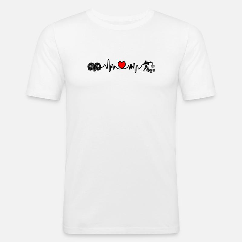 Herzfrequenz Cardio Widder Wassermann - Männer Slim Fit T-Shirt - Weiß