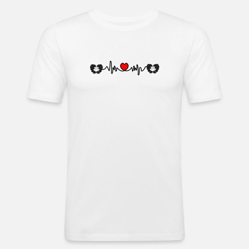 Herzfrequenz Cardio Twin Twins - Männer Slim Fit T-Shirt - Weiß