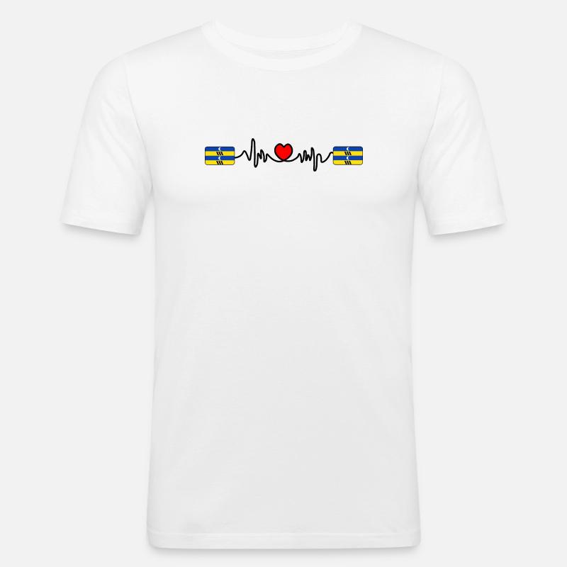 Ameland Pulse-Logo – Inselstil - Männer Slim Fit T-Shirt - Weiß