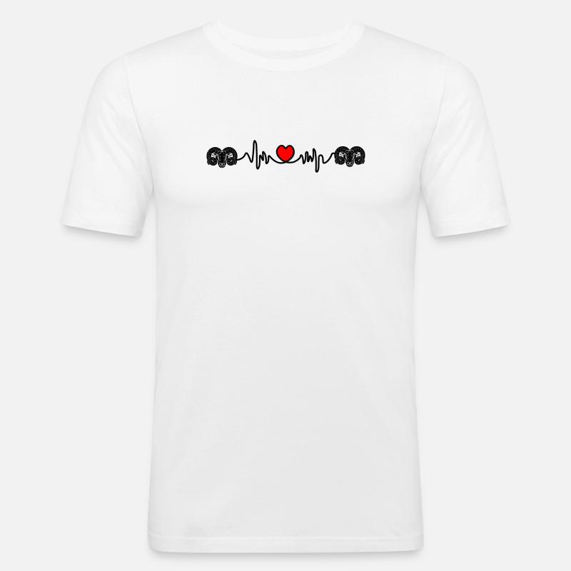 Herzfrequenz Cardio Ram Ram Ram - Männer Slim Fit T-Shirt - Weiß