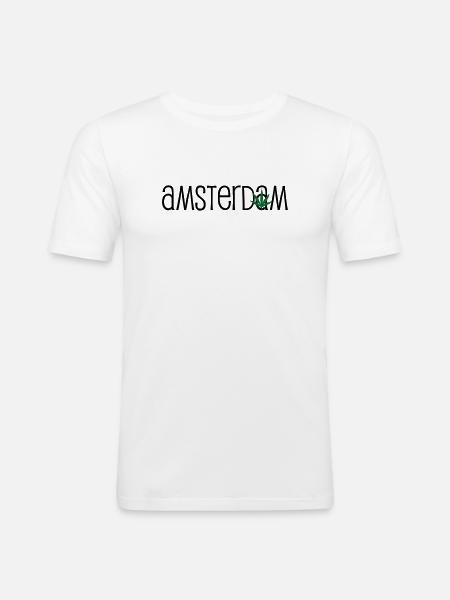 Amsterdam - Cannabis - Weed - Männer Slim Fit T-Shirt - Weiß