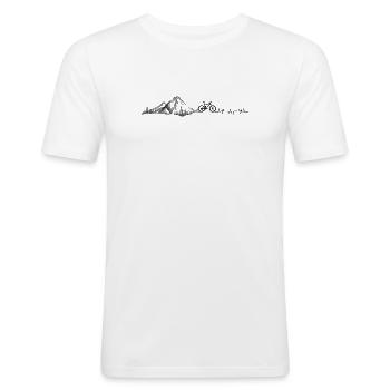 Heartbeat Mountainbike - Männer Slim Fit T-Shirt - Weiß - Vorne - Nik (191cm)