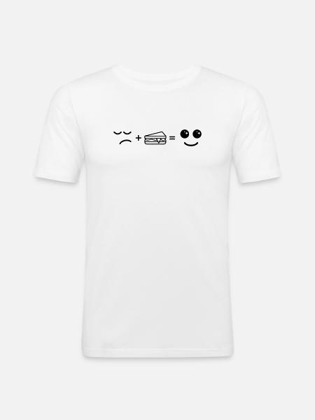 Sad Eating Cake Become Happy - Men's Slim Fit T-Shirt - white