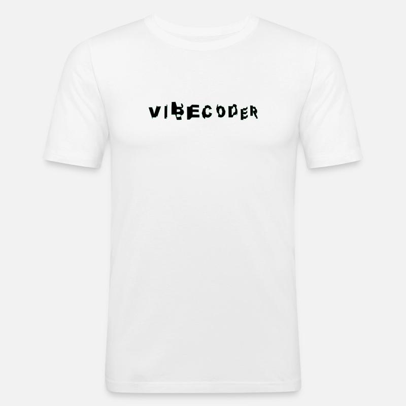 VibeCoder Glitch Neon - T-shirt près du corps Homme - blanc
