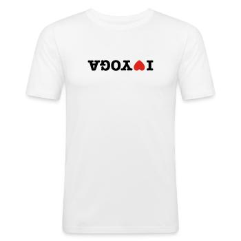 I love yoga - Männer Slim Fit T-Shirt - Weiß - Vorne - Nik (191cm)