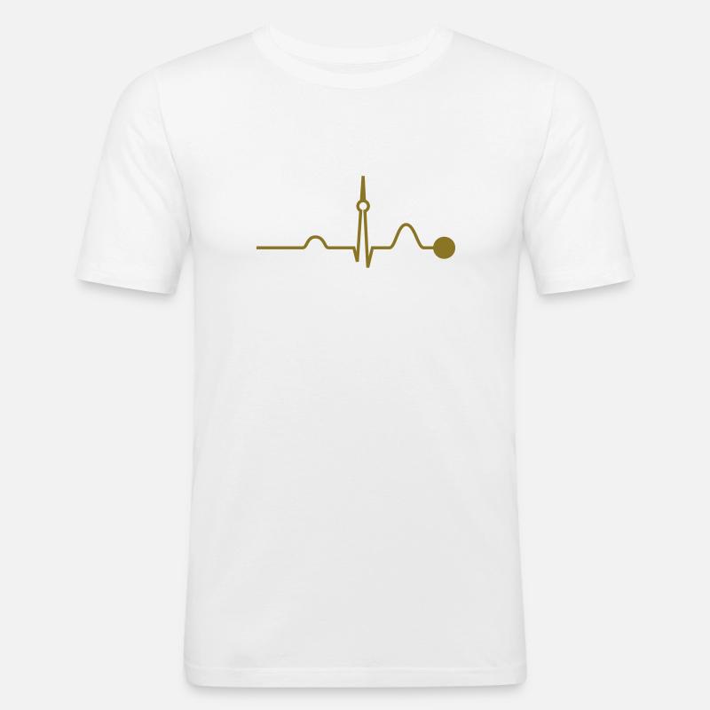 Berlin Heartbeat (Vector) - Männer Slim Fit T-Shirt - Weiß