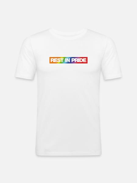REST IN PRIDE (R.I.P.) Rainbow - Männer Slim Fit T-Shirt - Weiß