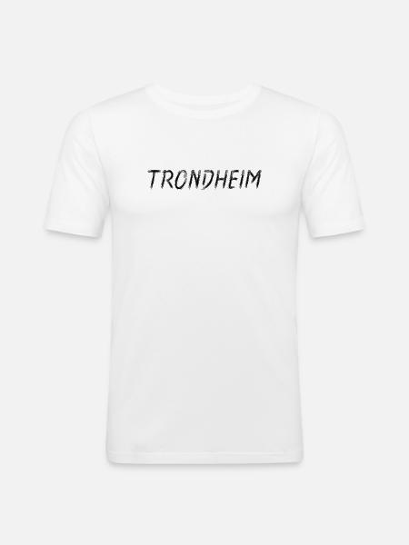 Trondheim Lettering Brush Black - Men's Slim Fit T-Shirt - white