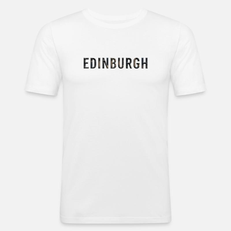 EDINBURGH – Architectural Stone Typography - Männer Slim Fit T-Shirt - Weiß