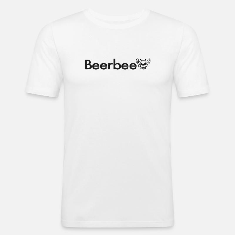Beerbee Bierbiene Malle Spruch TShirt - Männer Slim Fit T-Shirt - Weiß