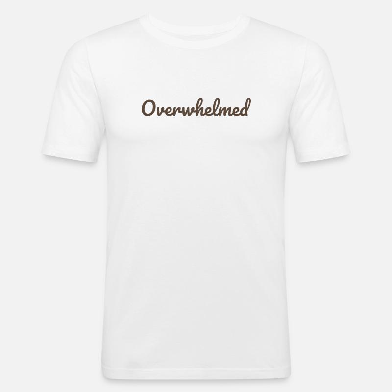 Overwhelms script text in brown - Men's Slim Fit T-Shirt - white