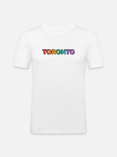 Toronto City in Rainbow Letters - Men's Slim Fit T-Shirt - white