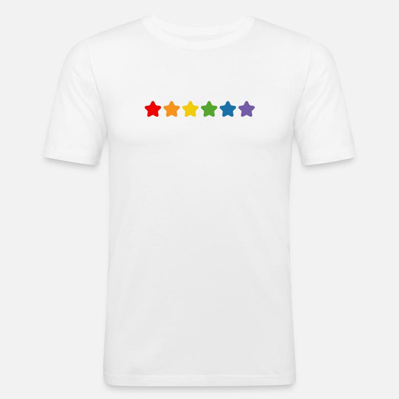 Regenbogen Sternchen LGBT lgbtqi queer - Männer Slim Fit T-Shirt - Weiß
