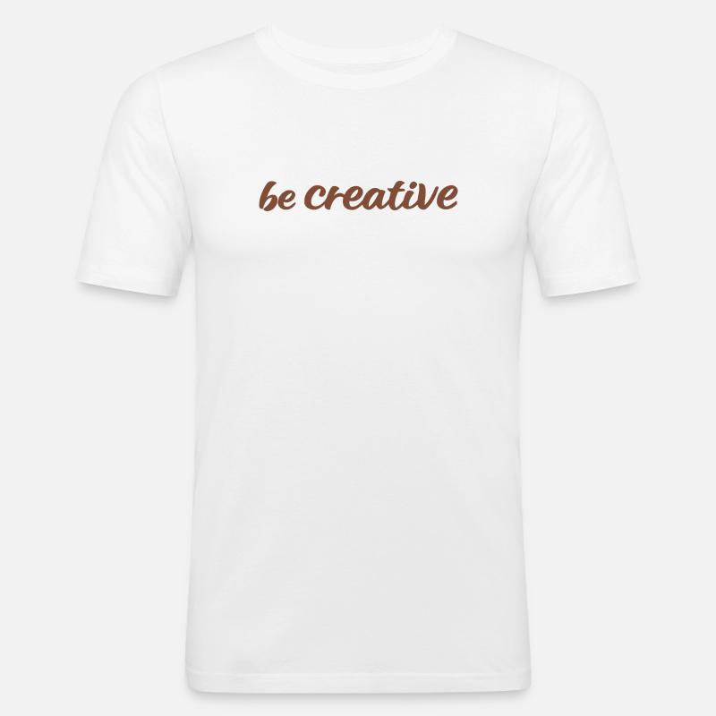 Sei kreativ Script Brown - Männer Slim Fit T-Shirt - Weiß