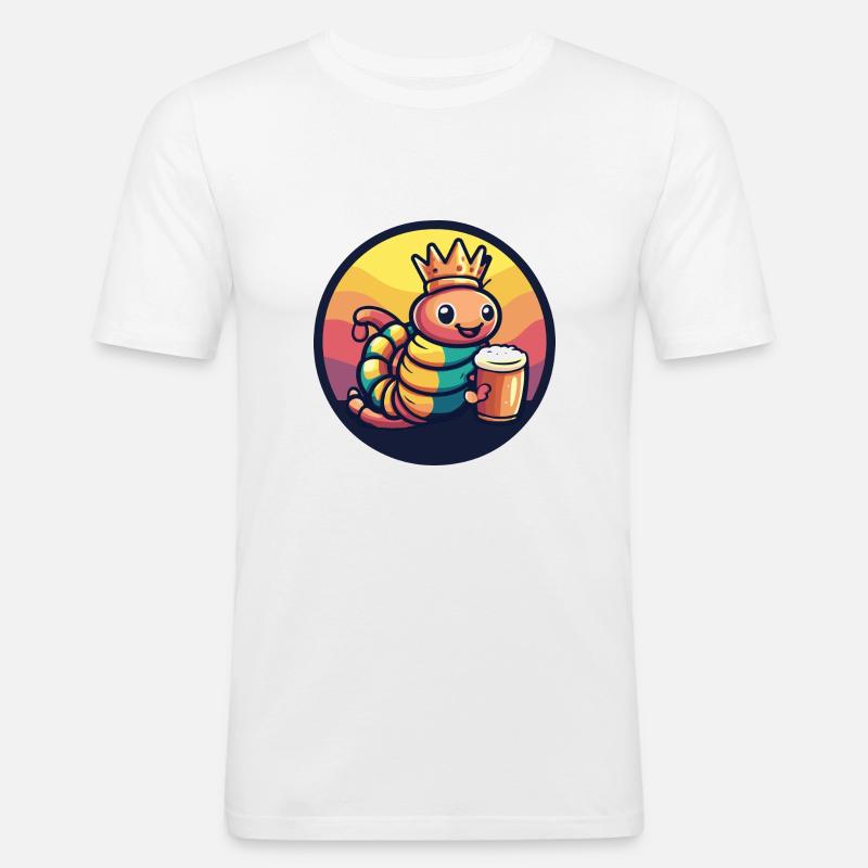 Worm Beer Comic - Men's Slim Fit T-Shirt - white