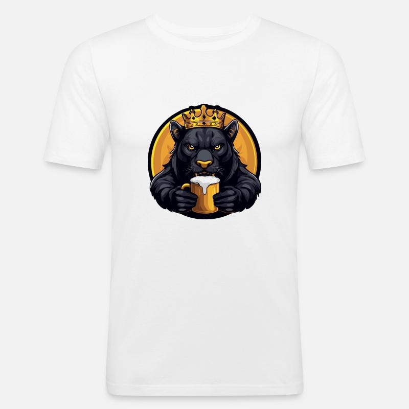 Panther Bier Comic - Männer Slim Fit T-Shirt - Weiß