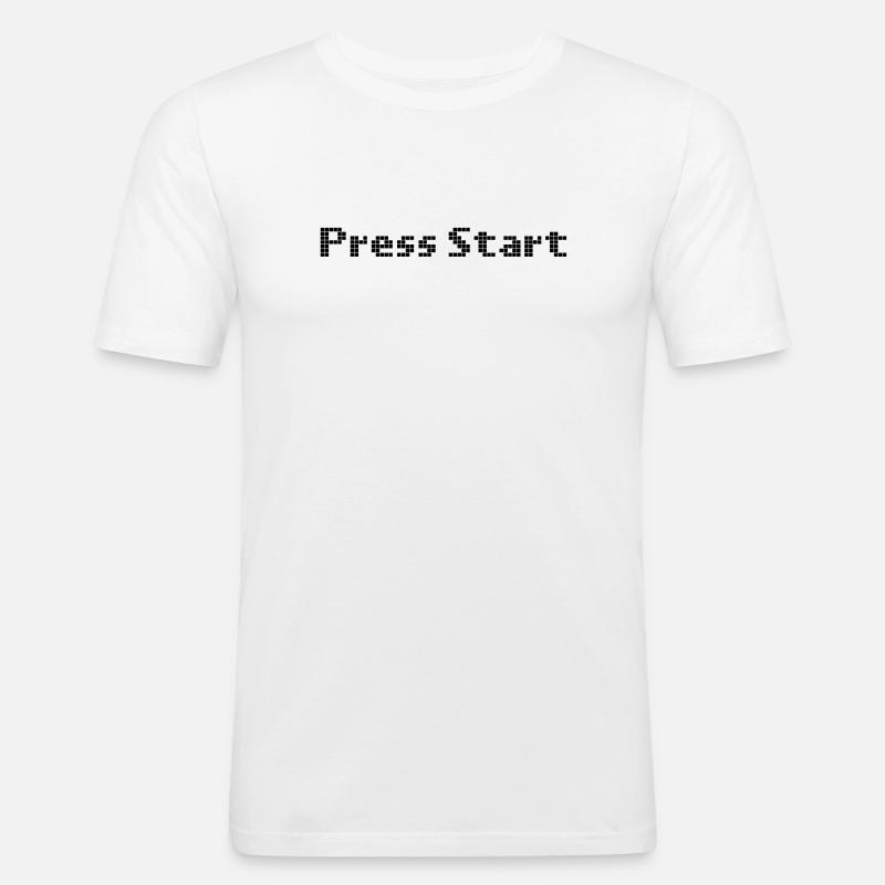press start - space invader - Männer Slim Fit T-Shirt - Weiß