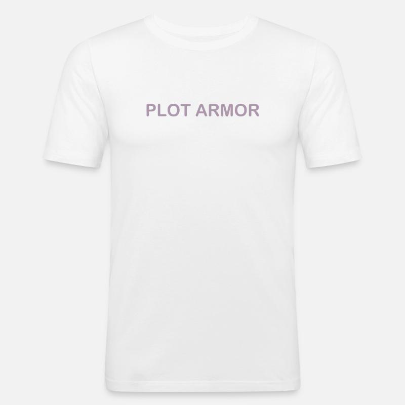 Sjove udtryk om Plot Armor i biografen - Herre Slim Fit T-Shirt - hvid