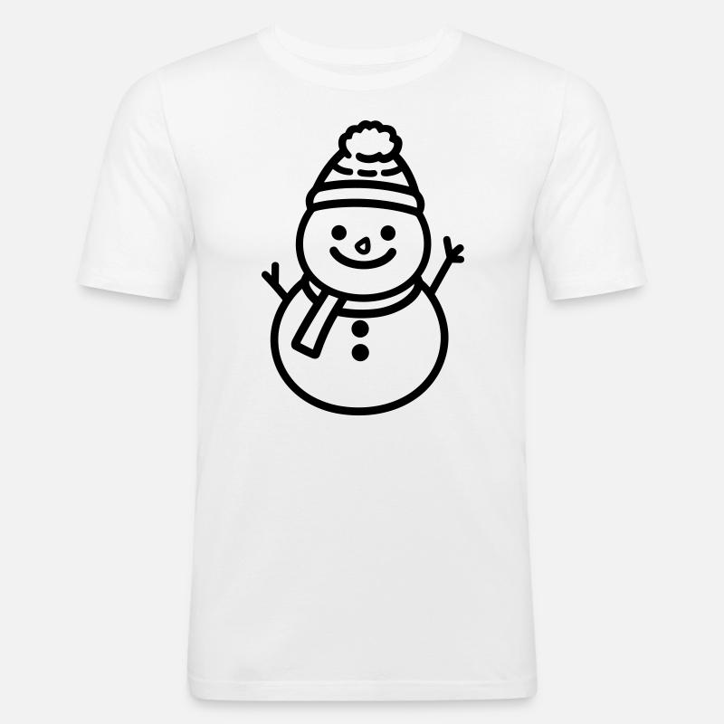 Schneemann - Männer Slim Fit T-Shirt - Weiß