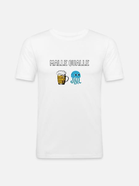 MALLE QUALLE - Männer Slim Fit T-Shirt - Weiß