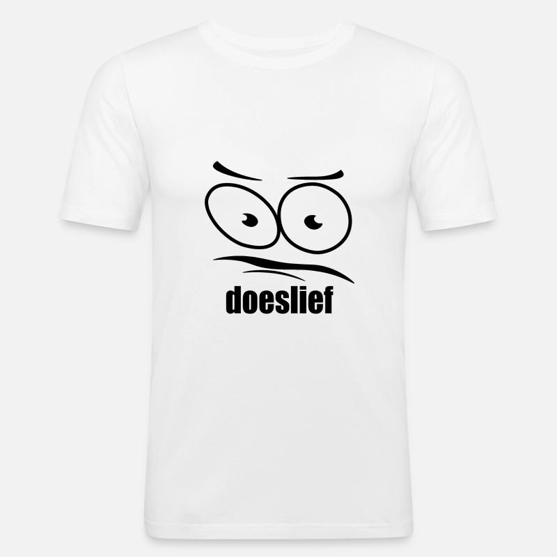 doeslief flehende Augen mit Fragezeichen-Blick - Männer Slim Fit T-Shirt - Weiß