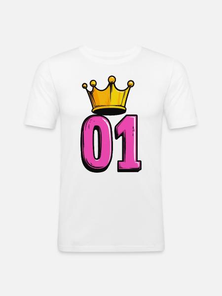 1 Couronne de chiffres - T-shirt près du corps Homme - blanc