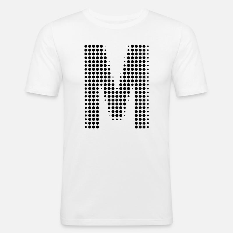 M letter dots initial letter gift - Men's Slim Fit T-Shirt - white