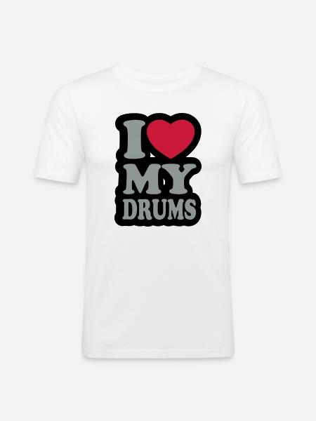 I love my drums - Men's Slim Fit T-Shirt - white