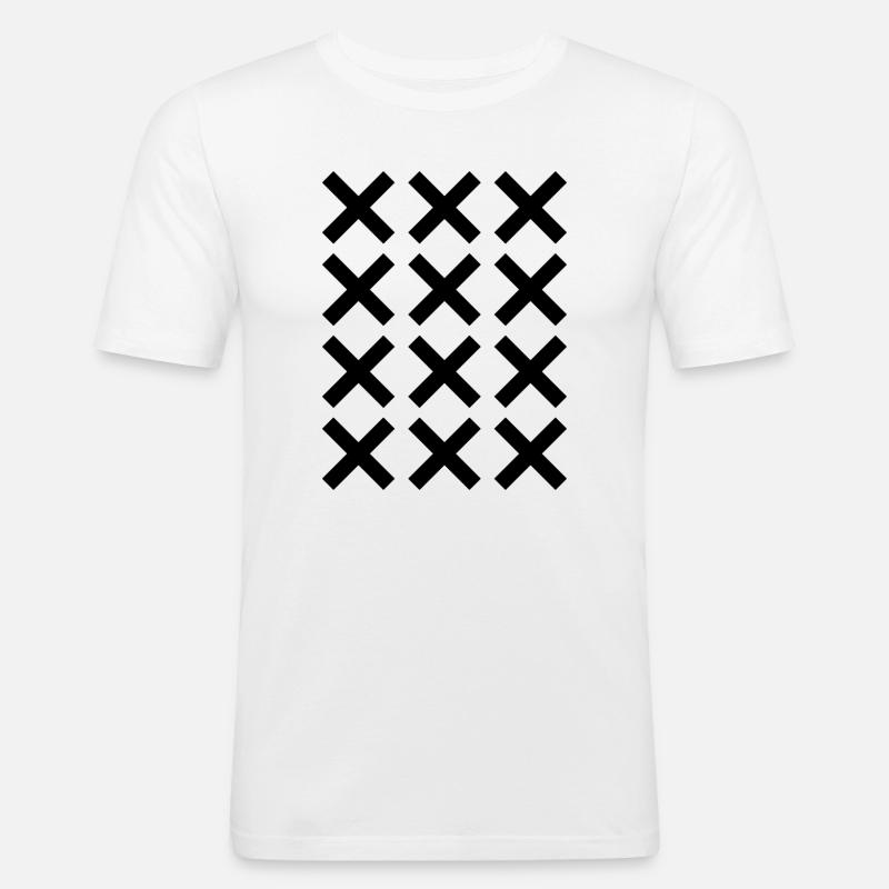 X pattern grid design - Men's Slim Fit T-Shirt - white