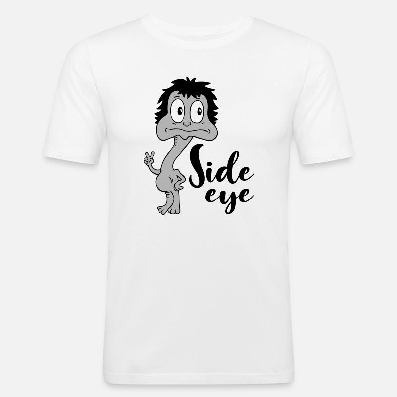Sprüche Lustige Comic Side eye - Männer Slim Fit T-Shirt - Weiß