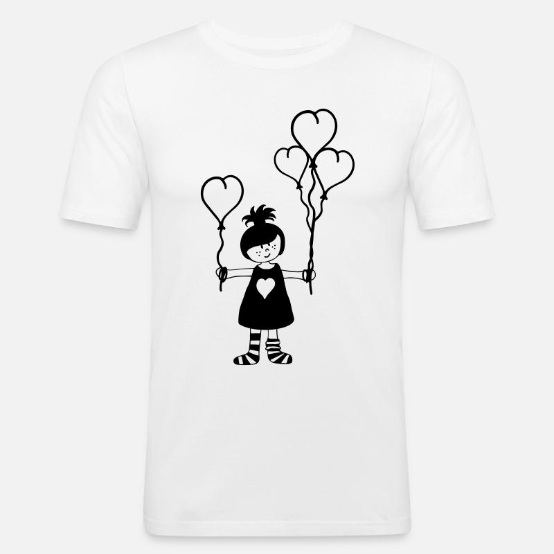 Mädchen Herzluftballons - Männer Slim Fit T-Shirt - Weiß