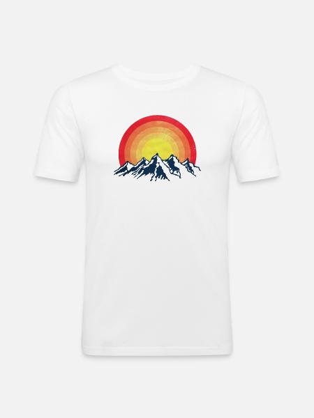 Retro Berge - Männer Slim Fit T-Shirt - Weiß