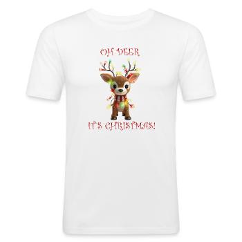 Design de Noël des rennes - T-shirt près du corps Homme - blanc - Devant - Nik (191cm)