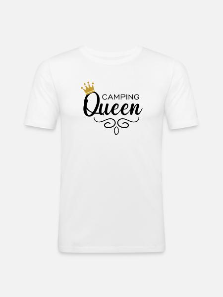 Camping Queen - Männer Slim Fit T-Shirt - Weiß