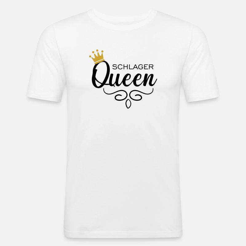 Schlager Queen - Männer Slim Fit T-Shirt - Weiß